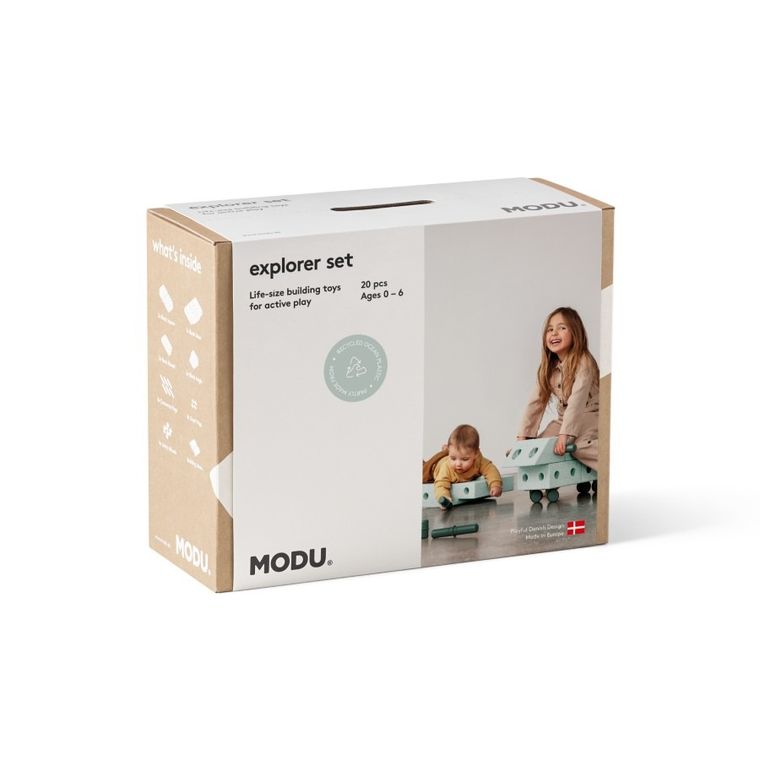 Modu, Explorer Set, kreatywne klocki rozwijające motorykę dużą, z funkcją jeździka, miętowy