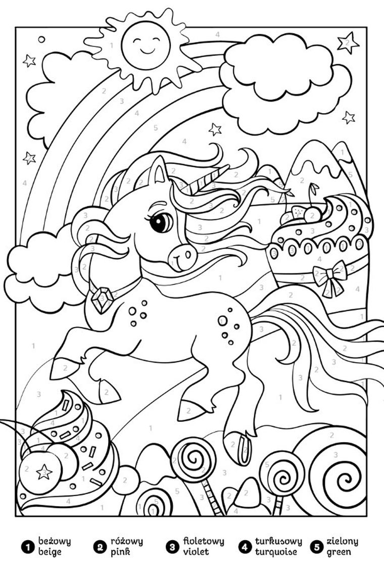Moje Jednorożce. Numerkowe kolorowanki. Część 4