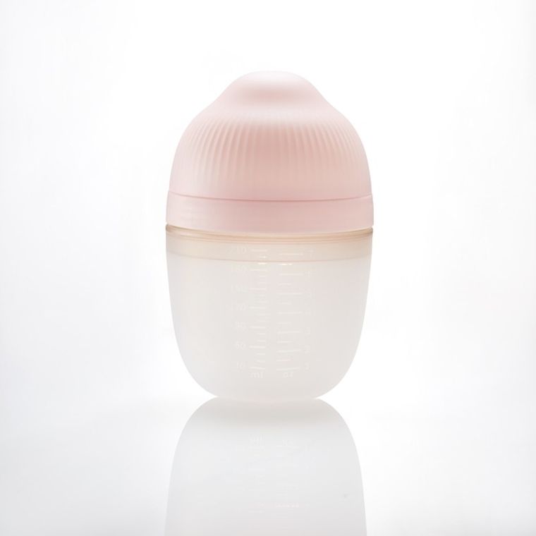Mombella, Butelka antykolkowa dla noworodka, Silikonowa, Roze, 210 ml
