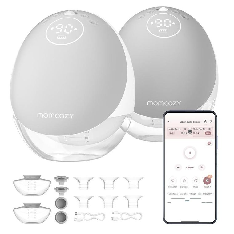 Momcozy, podwójny laktator, szary, 150 ml, M9