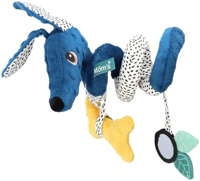 Mom's Care, Jamiś, spiralka do wózka, pastelowa zawieszka sensoryczna z lusterkiem i grzechotką, granatowa