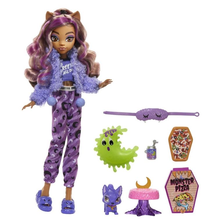 Monster High, Piżama Party, lalka Clawdeen z akcesoriami