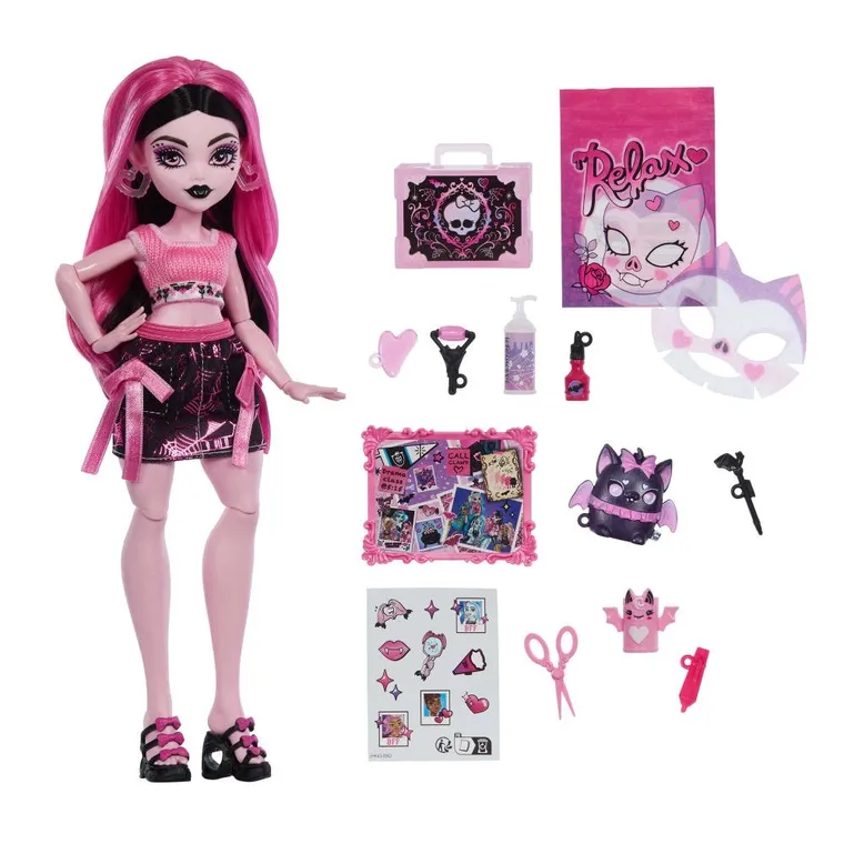 Monster High, Straszyrelaks Self-Care, Draculaura, zestaw z lalką i akcesoriami