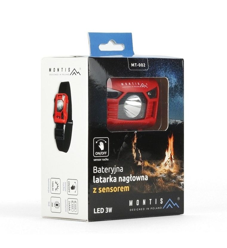 Montis, latarka bateryjna czołowa, LED, sensor, WAVE, MT002