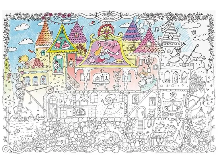 Monumi, królewny, kolorowanka podłogowa XXL, 120-80 cm