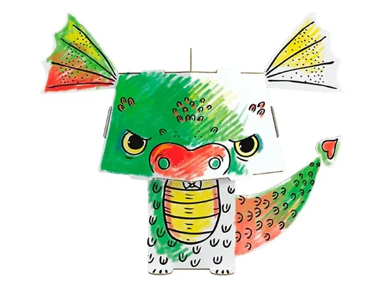 Monumi, Mini Cube Head, Smok, kolorowanka 3D, 15 cm