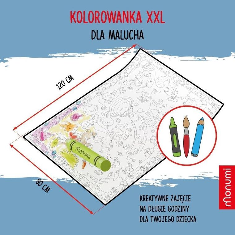 Monumi, zabawa, kolorowanka podłogowa XXL, 120-80 cm
