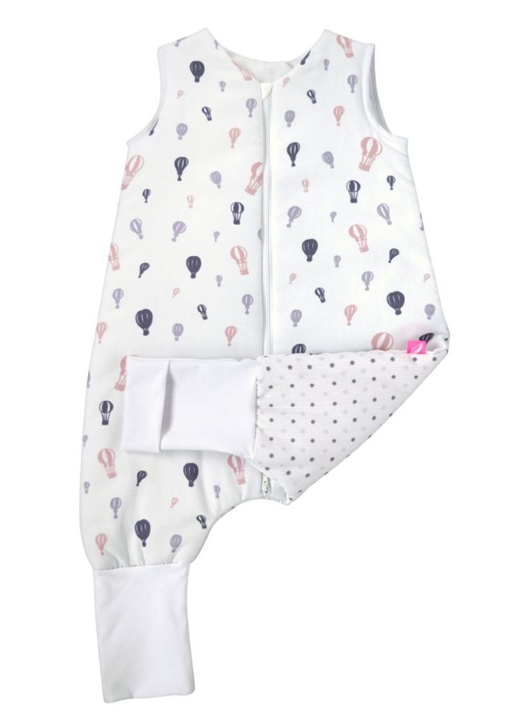 Motherhood, bawełniany śpiworek ocieplany, z nogawkami, TOG 2, fioletowe baloniki, 12-18m