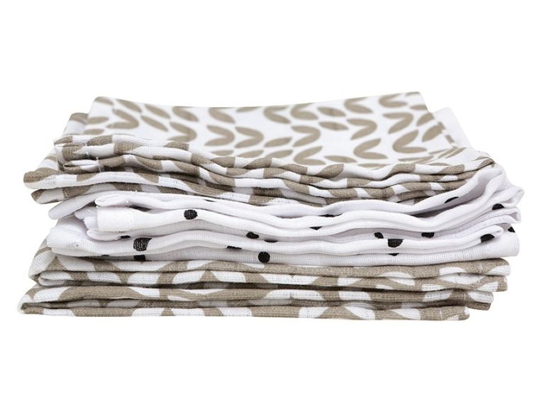 Motherhood, Classics Beżowy 2023, pieluszka muślinowa, bawełniana, 30-30 cm, 7 szt.