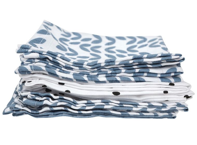 Motherhood, Classics Niebieski 2023, chusteczki muślinowe, bawełniane, 30-30 cm, 7 szt.