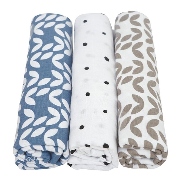 Motherhood, Classics Niebieski 2023, pielucha bawełniana, 70-80 cm, 3 szt.