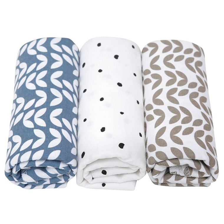 Motherhood, Classics Niebieski 2023, pielucha flanelowa, 70-80 cm, 3 szt.