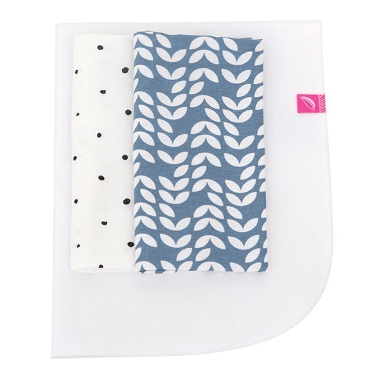 Motherhood, Classics Niebieski 2023, zestaw: przewijak podręczny + prześcieradło flanelowe, 2 szt.