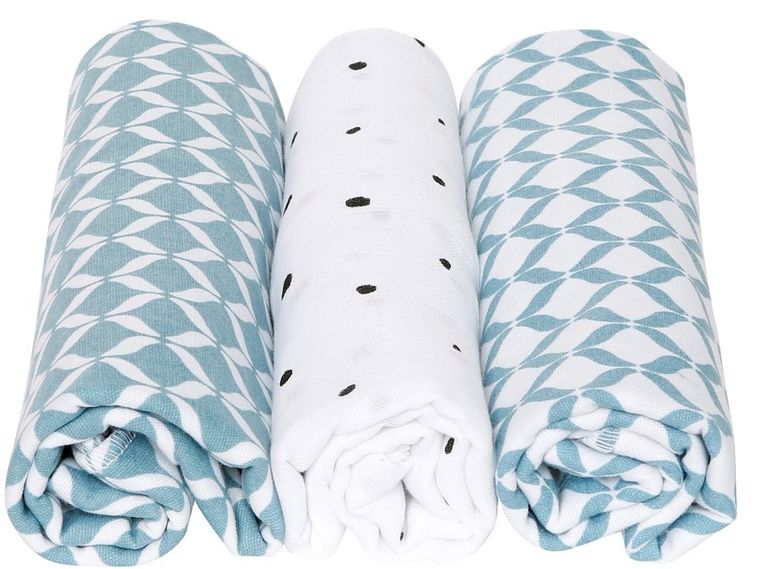 Motherhood, Classics Niebieski, pieluszka bawełniana, 70-80 cm, 3 szt.