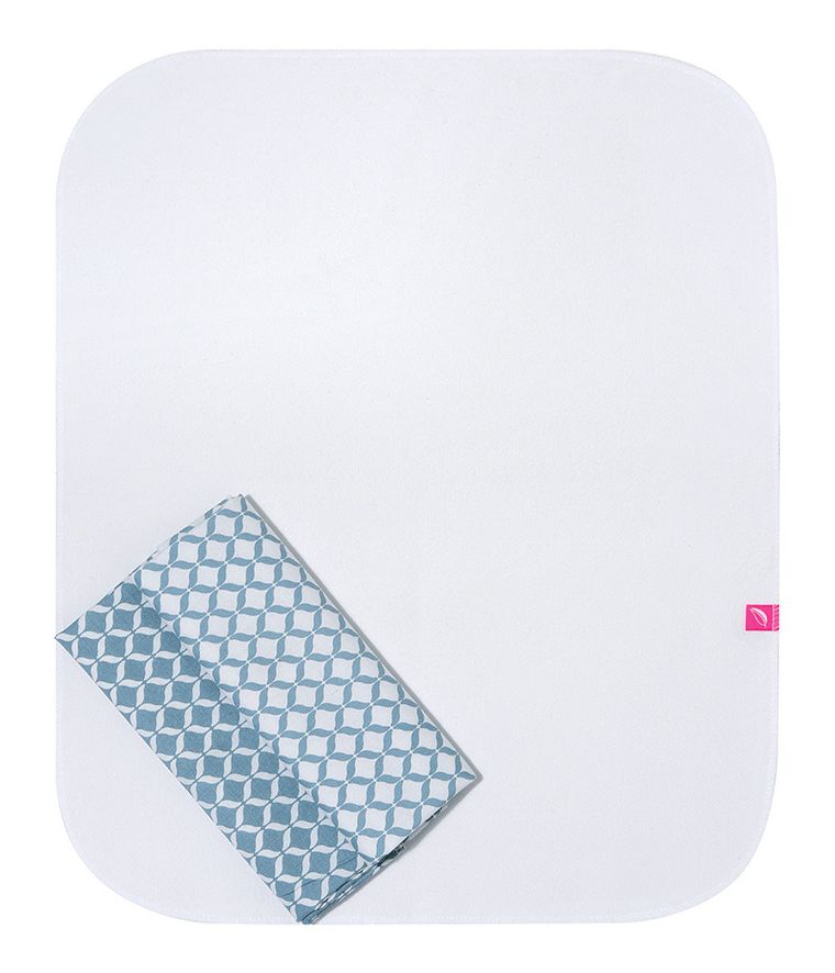 Motherhood, Classics Niebieski, zestaw: przewijak podręczny + prześcieradło flanelowe, 2 szt.