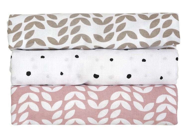 Motherhood, Classics Różowy 2023, pielucha bawełniana, 70-80 cm, 3 szt.