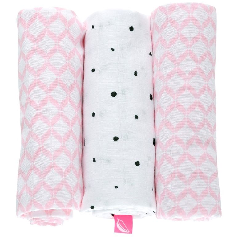 Motherhood, Classics Różowy, pieluszka muślinowa, 70-80 cm, 3 szt.