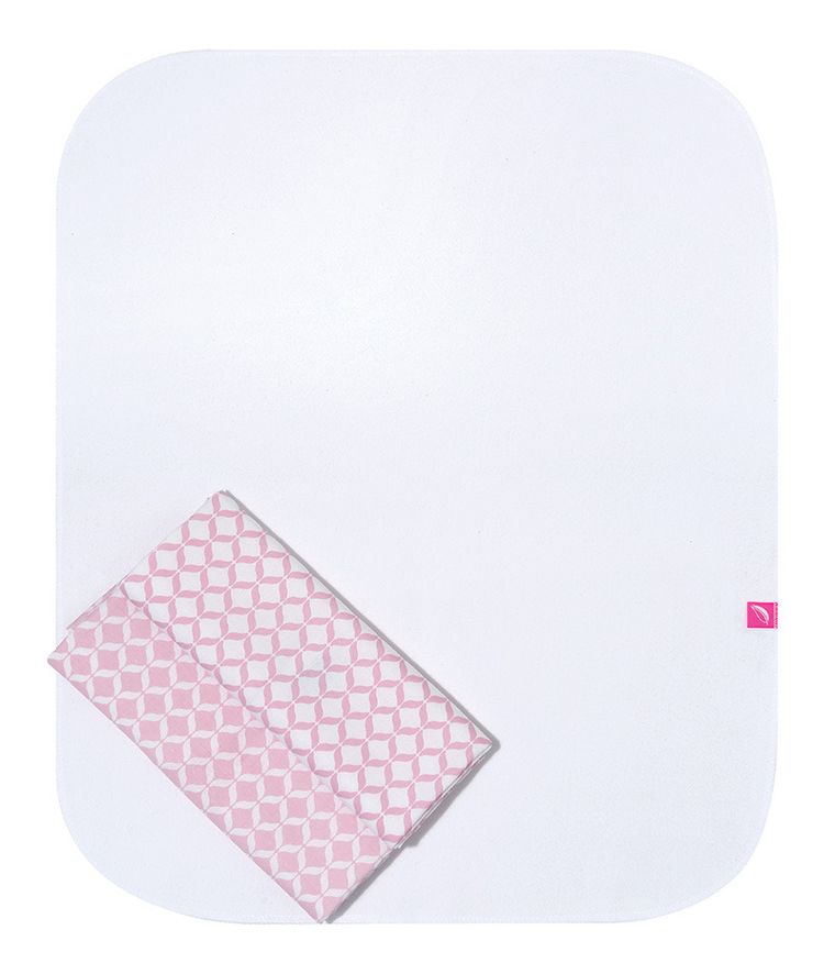 Motherhood, Classics Różowy, zestaw: przewijak podręczny + prześcieradło flanelowe, 2 szt.