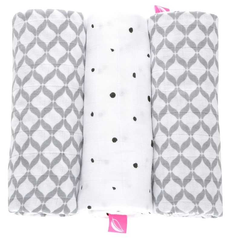 Motherhood, Classics Szary, pieluszka muślinowa, 70-80 cm, 3 szt.