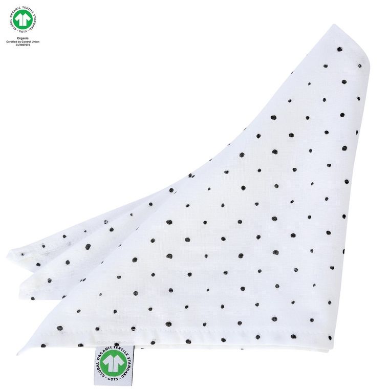 Motherhood, ECO Kropeczki Czarne, chusteczka muślinowa na główkę, 60-30 cm