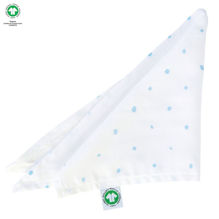 Motherhood, ECO Kropeczki Niebieskie, chusteczka muślinowa na główkę, 60-30 cm