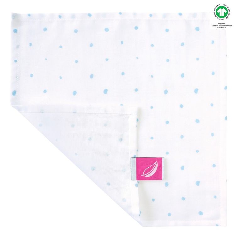 Motherhood, ECO Kropeczki Niebieskie, chusteczki muślinowe, 30-30 cm