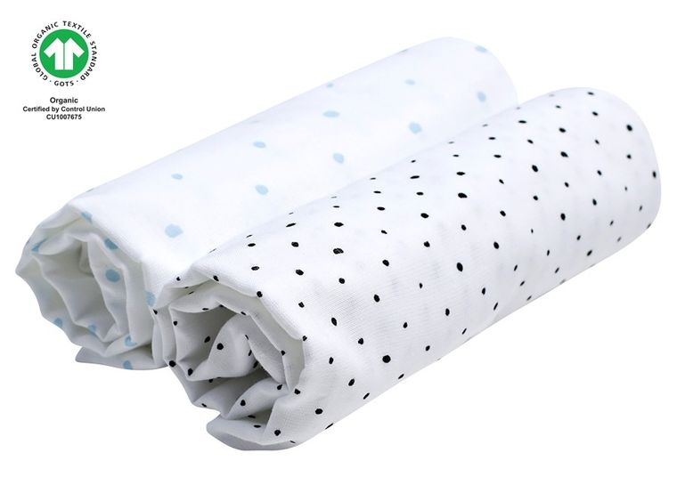 Motherhood, ECO Kropeczki Niebieskie, pieluszki muślinowe, 85-85 cm, 2 szt.