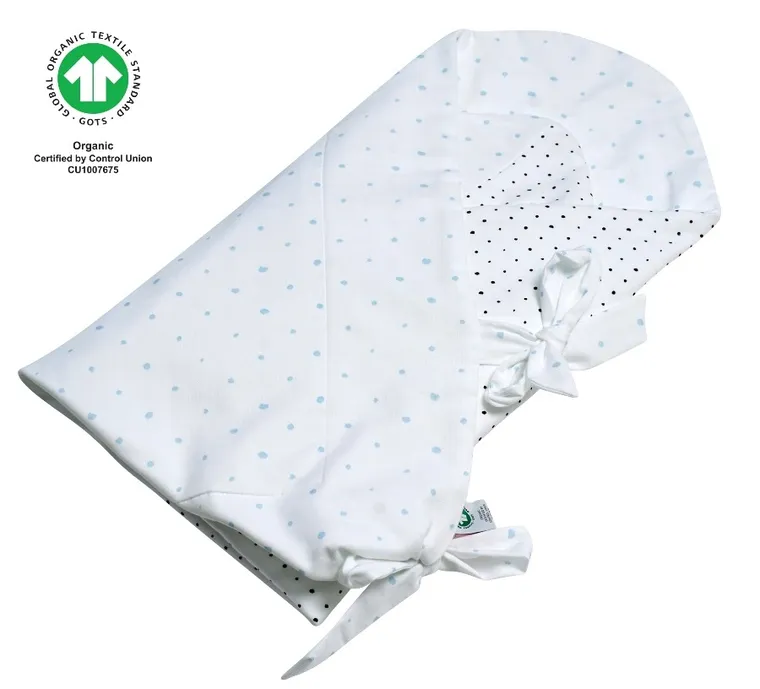 Motherhood, ECO Kropeczki Niebieskie, rożek muślinowy