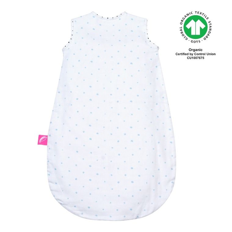 Motherhood, ECO Kropeczki Niebieskie, śpiworek muślinowy, TOG 0.5, 6-18m