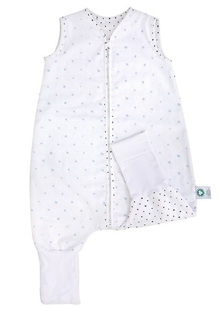 Motherhood, ECO Kropeczki Niebieskie, śpiworek muślinowy z nogawkami, TOG 1, 12-18m