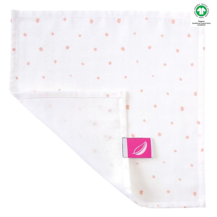 Motherhood, ECO Kropeczki Różowe, chusteczki muślinowe, 30-30 cm