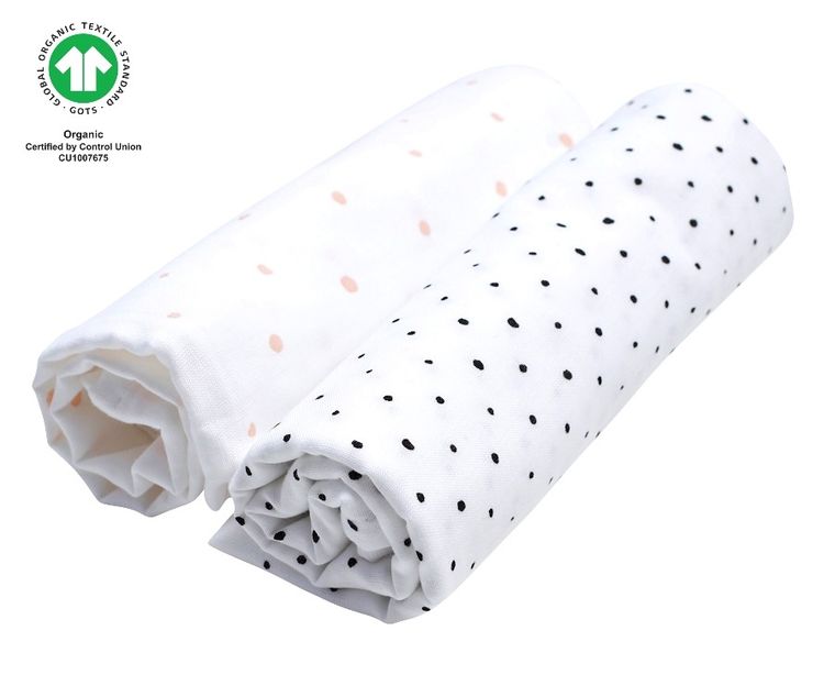 Motherhood, ECO Kropeczki Różowe, pieluszki muślinowa, 85-85 cm, 2 szt.