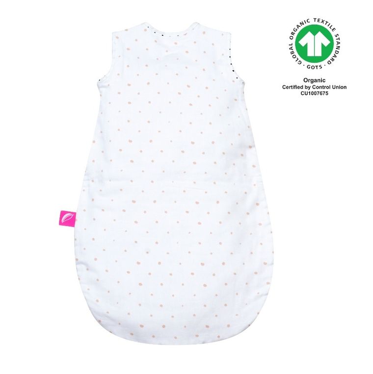 Motherhood, ECO Kropeczki Różowe, śpiworek muślinowy, TOG 0.5, 0-6m
