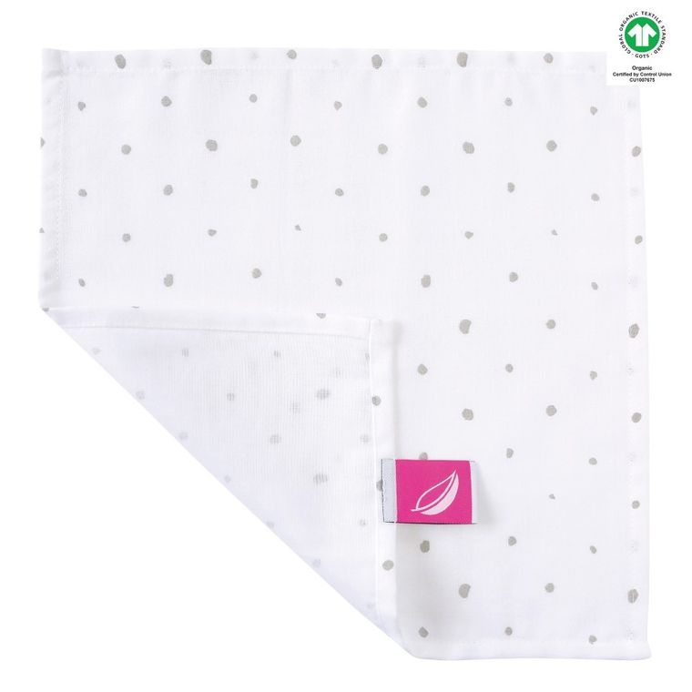 Motherhood, ECO Kropeczki Szare, chusteczki muślinowe, 30-30 cm