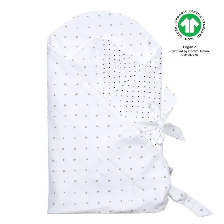 Motherhood, ECO Kropeczki Szare, rożek muślinowy