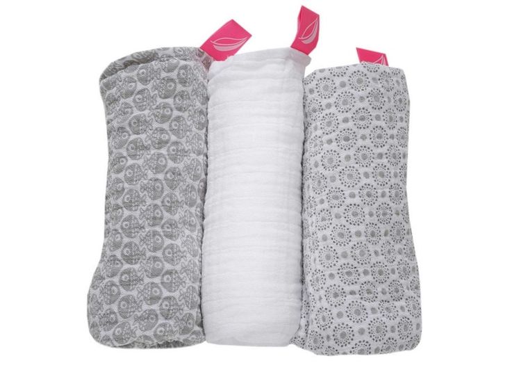 Motherhood, kocyki muślinowe, Pre-Washed, rybki szare, 65-70 cm, 3 szt.