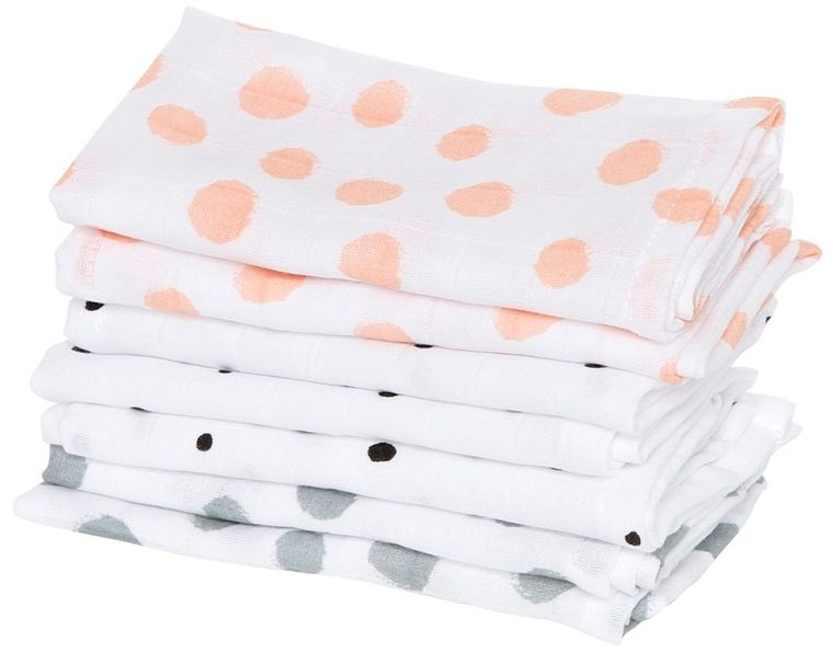 Motherhood, Kropy Różowe, chusteczki muślinowe, 30-30 cm, 7 szt.