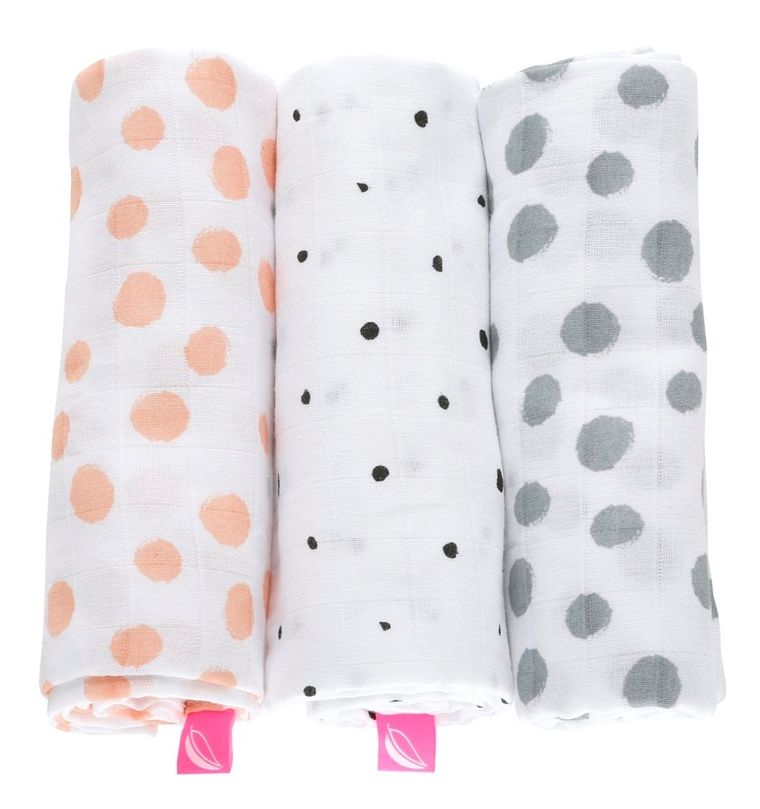 Motherhood, Kropy Różowe, pieluszka muślinowa, 70-80 cm, 3 szt.