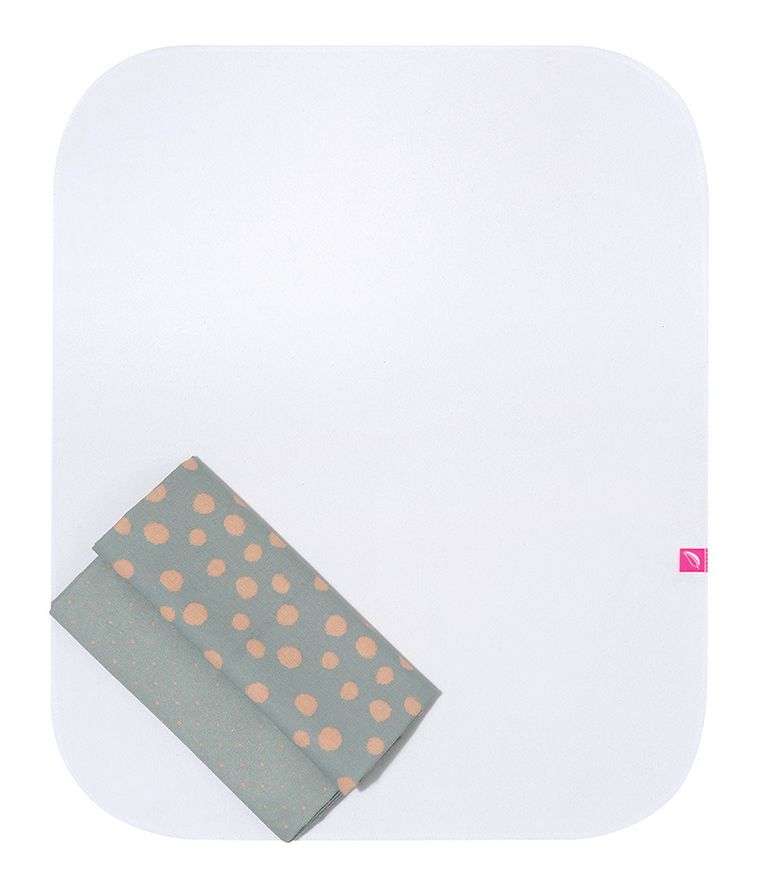 Motherhood, Kropy Różowe, zestaw: przewijak podręczny + prześcieradło flanelowe, 2 szt.