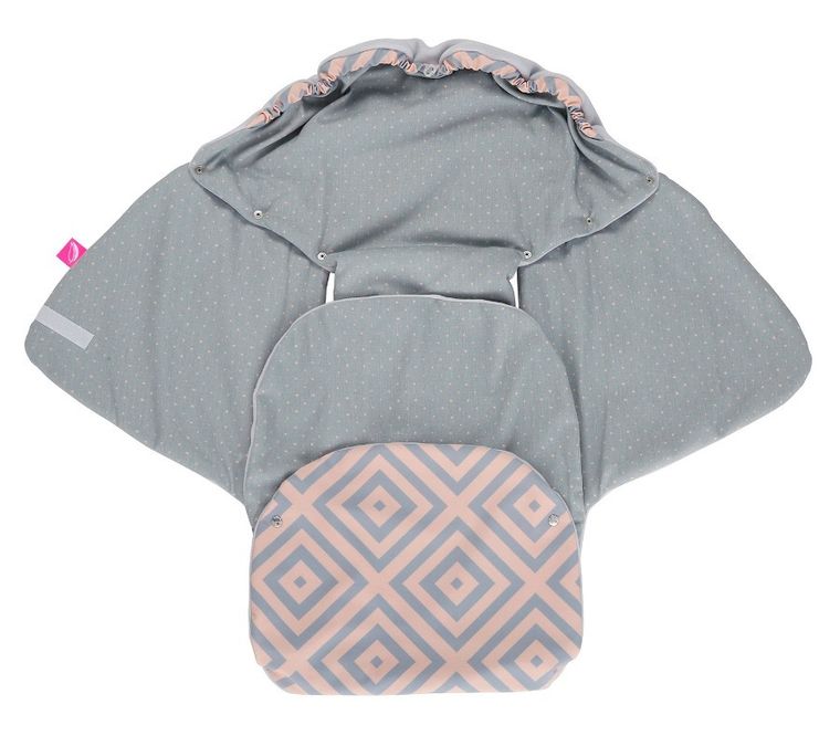 Motherhood, Kwadraty Różowe, otulacz samochodowy ze zintegrowanym kocykiem