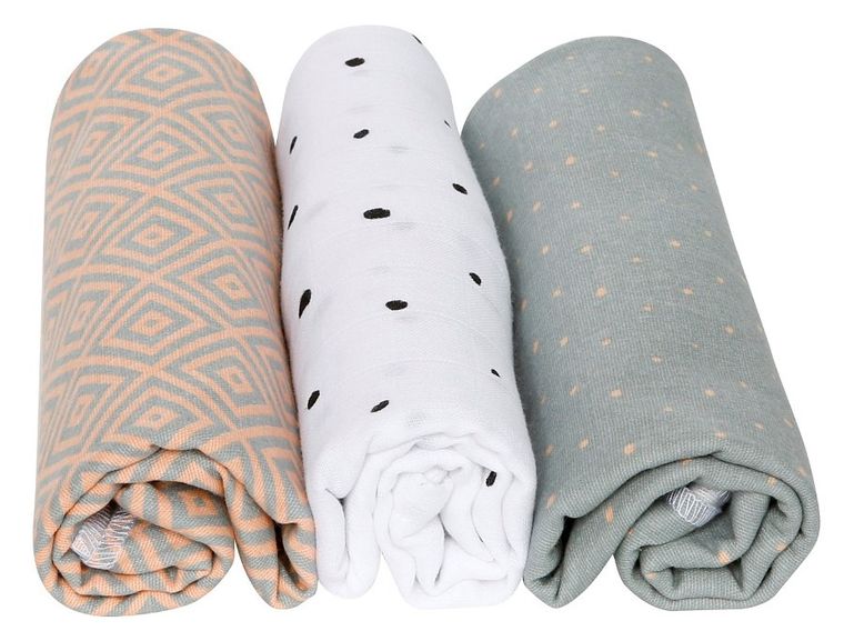 Motherhood, Kwadraty Różowe, pieluszka bawełniana, 70-80 cm, 3 szt.