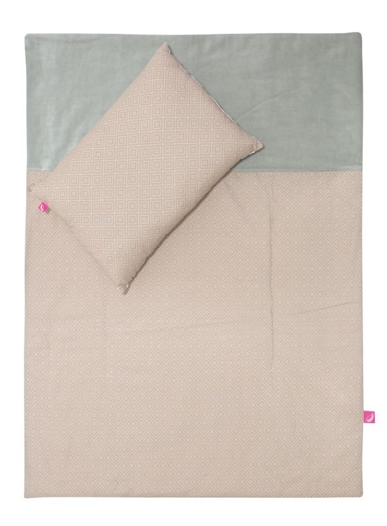 Motherhood, Kwadraty Różowe, zestaw przedszkolaka, kołdra z z poduszką