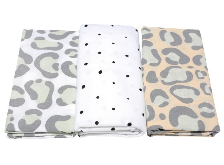 Motherhood, Ocelot Łososiowy, pieluszka flanelowa, 70-80 cm, 3 szt.