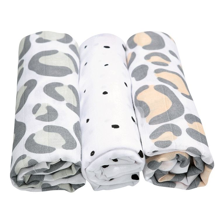 Motherhood, Ocelot Łososiowy, pieluszki muślinowe, 70-80 cm, 3 szt.