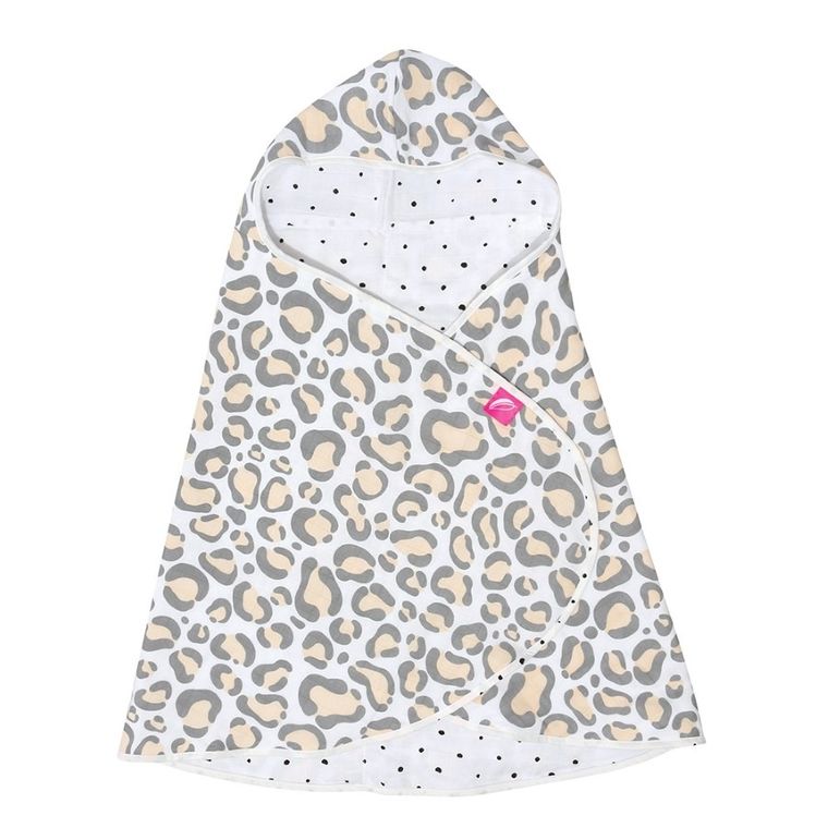 Motherhood, Ocelot Łososiowy, ręcznik muślinowy z kapturkiem, 65-130 cm