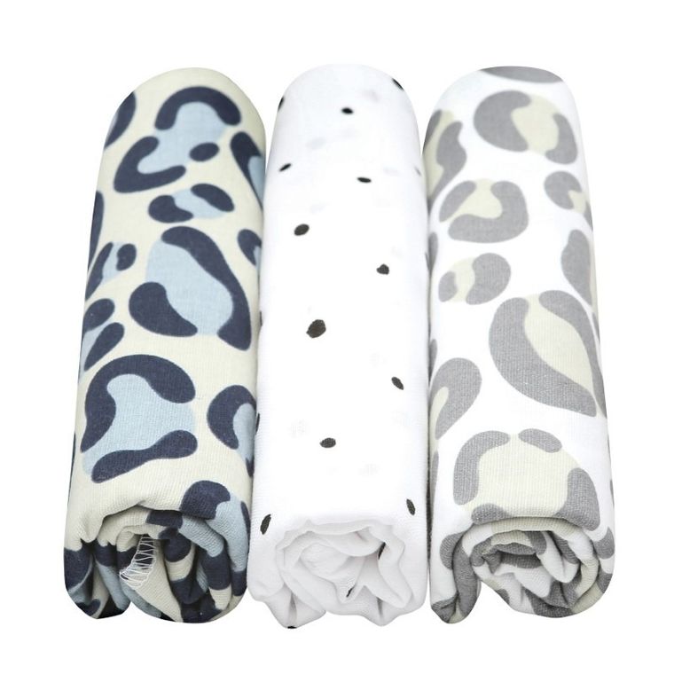 Motherhood, Ocelot Niebieski, pieluszka bawełniane, 70-80 cm, 3 szt.