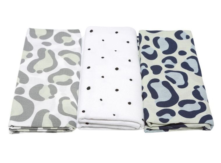 Motherhood, Ocelot Niebieski, pieluszka flanelowa, 70-80 cm, 3 szt.