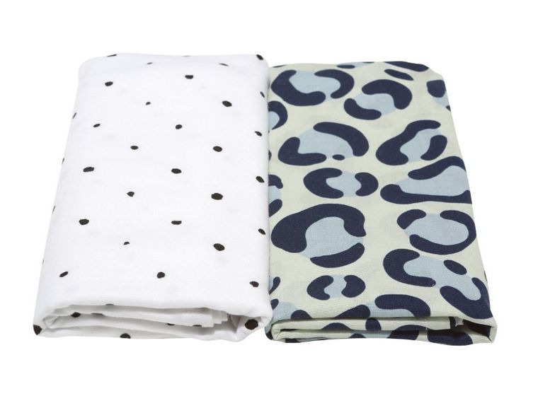 Motherhood, Ocelot Niebieski, Premium, pielucha, otulacz flanelowy, 80-120 cm, 2 szt.