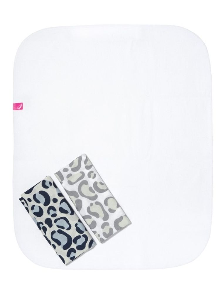 Motherhood, Ocelot Niebieski, zestaw: przewijak podręczny + prześcieradło flanelowe, 2 szt.