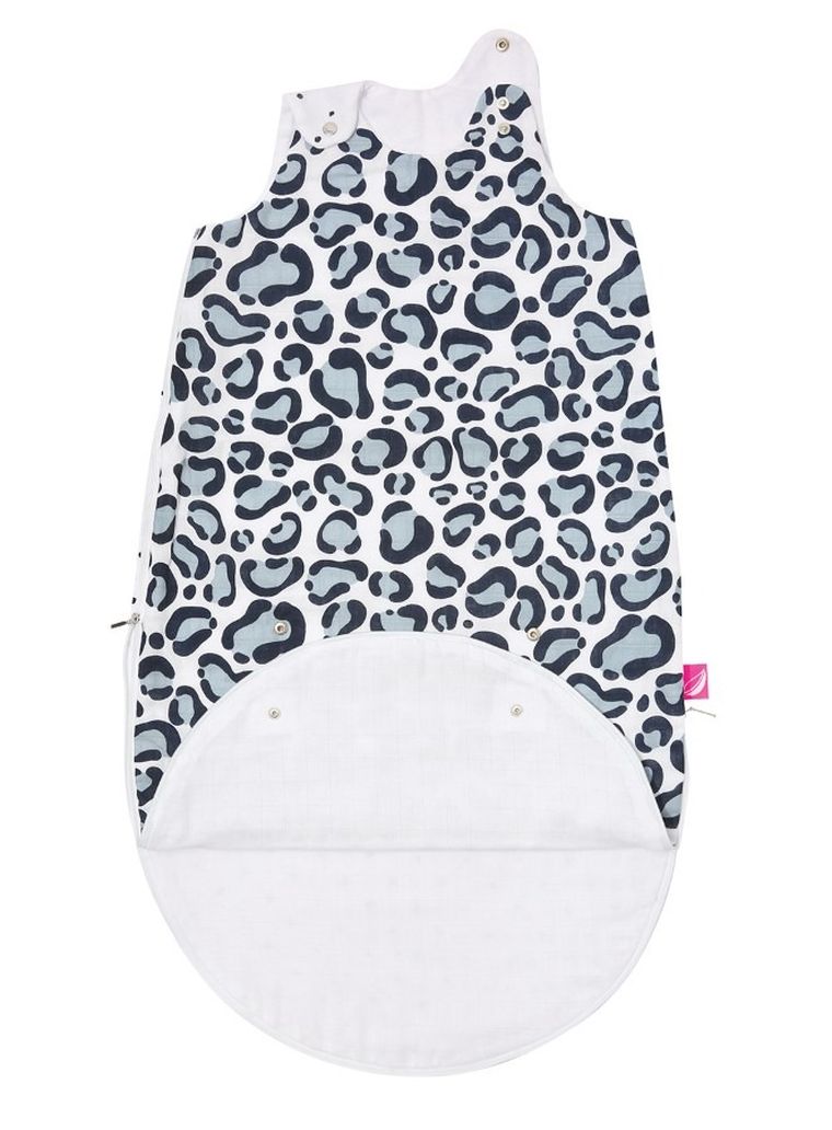 Motherhood, Ocelot Niebieski, Zip-A-Round, śpiworek muślinowy 2w1, TOG 0.5, 3-18 m